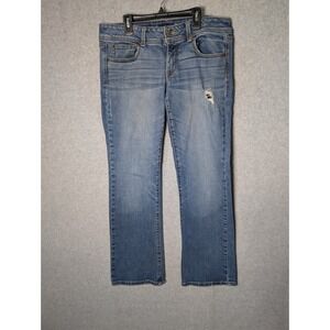 American Eagle Low Rise Slim Boot Jeans Medium Wash Distressed Womens 12 Y2K VTG